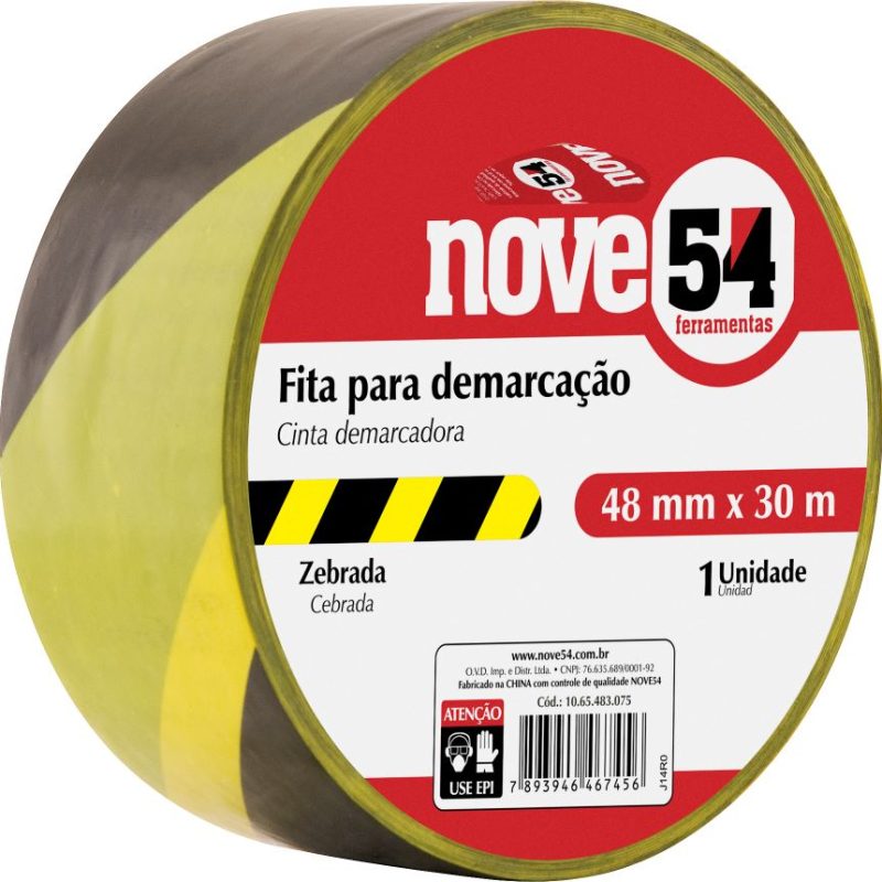 FITA DEMARCACAO ADESIVA NOVE54 48MM X 30MT AM/PT ref. 019218