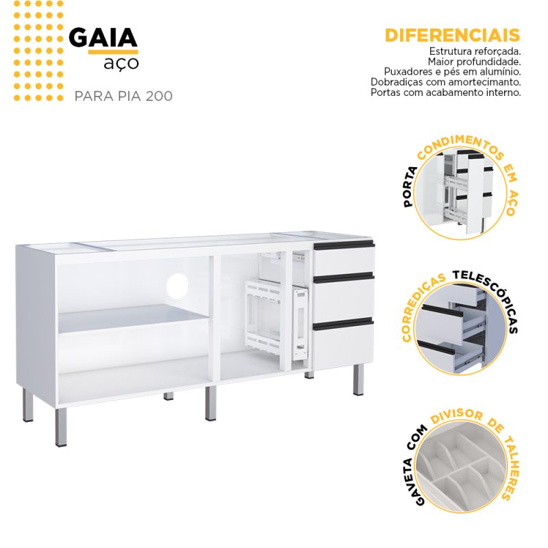 GAB. COZ. ACO 200 GAIA BRANCO ref. 019404 - Imagem 3