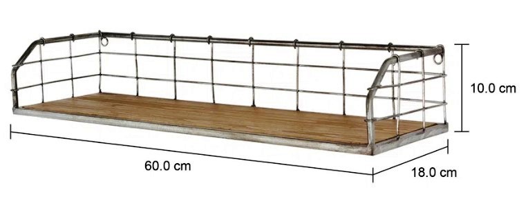 NICHO MAD PRATELEIRA ZINC GRID 10X60X18 ref. 023564