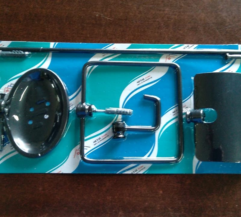 KIT BANHO INOX METAL HOME 5 PC 320 INOX PRETO ref. 024048