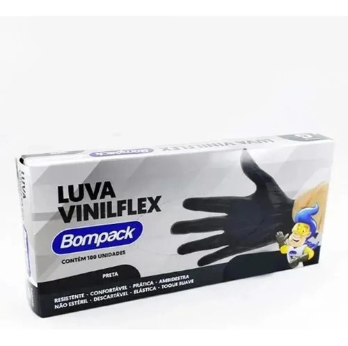 LUVA PROTECAO  VINIL FLEX DESCARTAVEL P C/100 ref. 024199