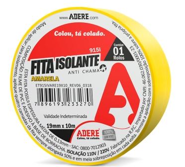 FITA ISOLANTE 10MT  ADERE COLORIDA AMARELA ref. 024330