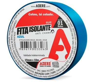 FITA ISOLANTE 10MT  ADERE COLORIDA AZUL ref. 024332