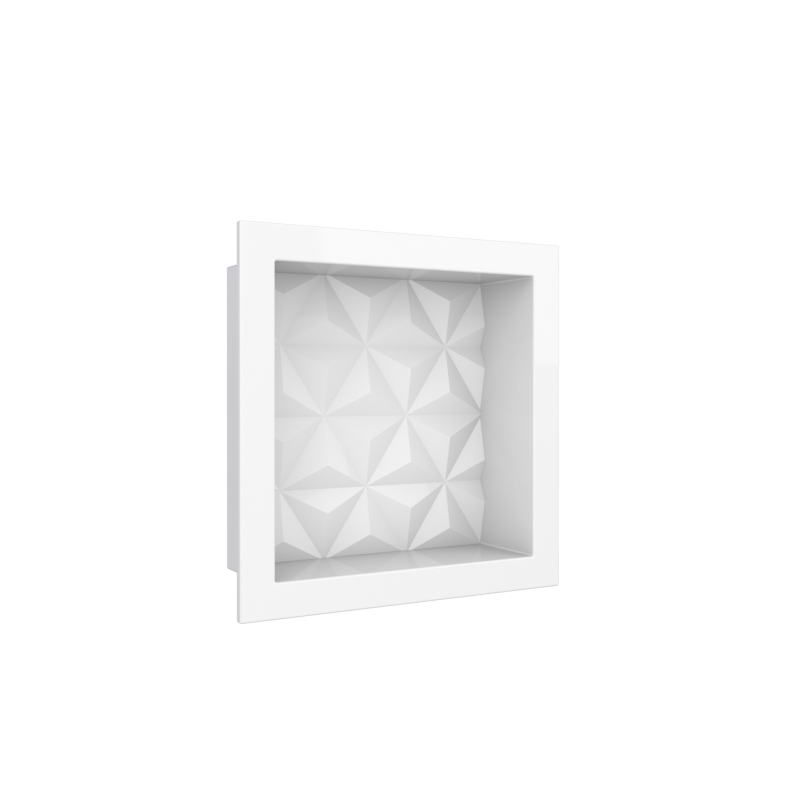 NICHO BANHEIRO MULTI 30X30 BRANCO TEXT TRIANGULO ref. 024398