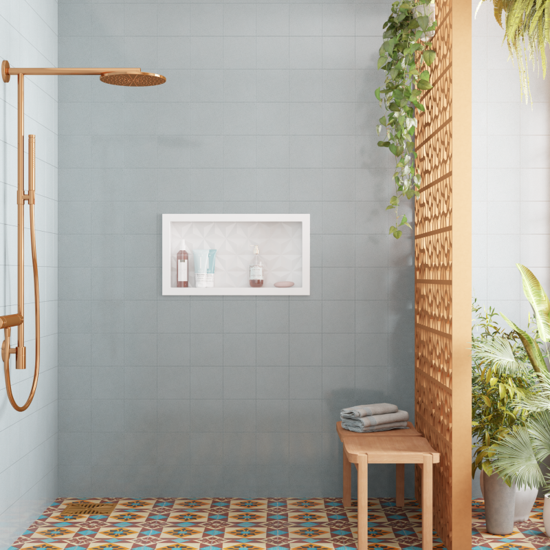 NICHO BANHEIRO MULTI 60X30 BRANCO TEXT TRIANGULO ref. 024401 - Imagem 2