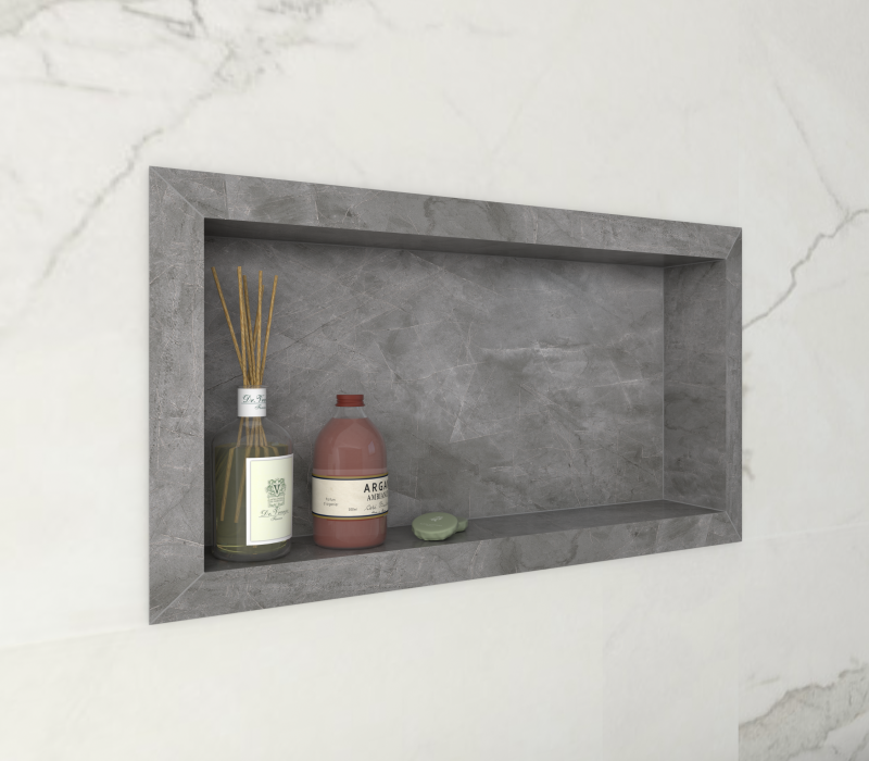 NICHO BANHEIRO DIAMANTE 40X30 PORCEL. CINZA ref. 024405 - Imagem 2
