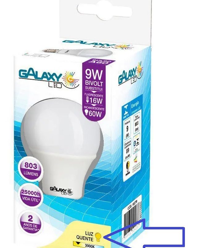 LAMPADA LED E27 BULBO  09W 3000K BR QUENTE BIV ref. 024609