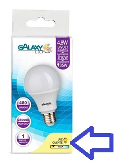 LAMPADA LED E27 BULBO  04.8W 3000K BR QUENTE BIV ref. 024610