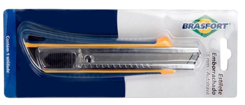 ESTILETE C/LAMINA 18MM BRASFORT EMBORRACHADO 8088 ref. 025307
