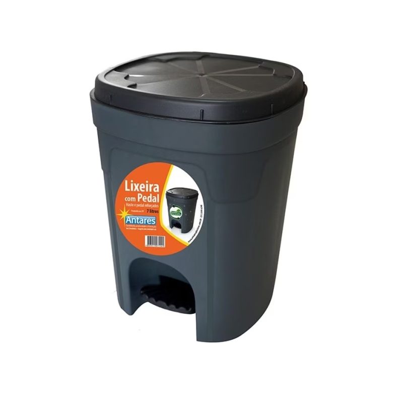 LIXEIRA PLASTICO 7 LITROS C/ PEDAL ANTARES ref. 025599