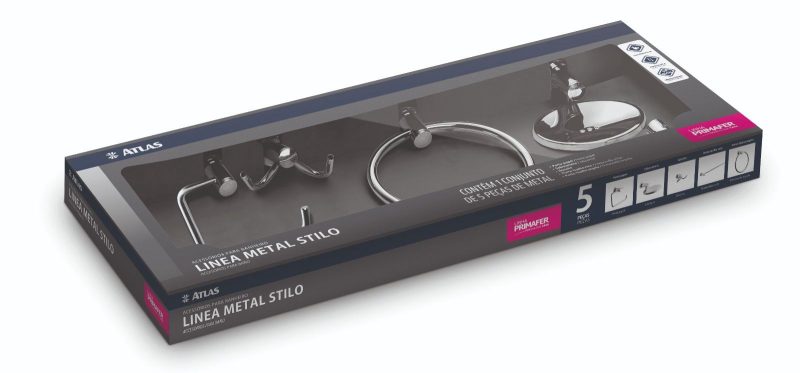 KIT BANHO ATLAS METAL    5 PC LINEA METAL STILO ref. 025928
