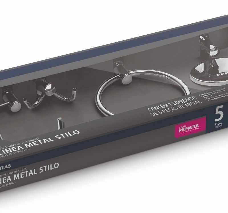 KIT BANHO ATLAS METAL    5 PC LINEA METAL STILO ref. 025928