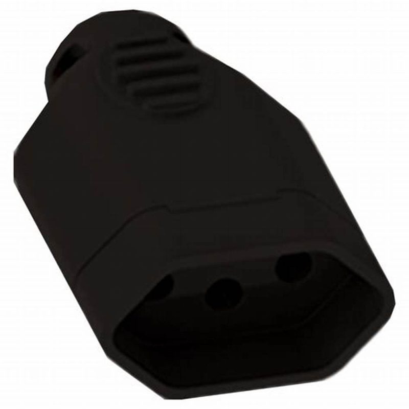 PINO FEMEA 3 FUROS 10A 2P+T PRETO 1432 ILUMI ref. 026394