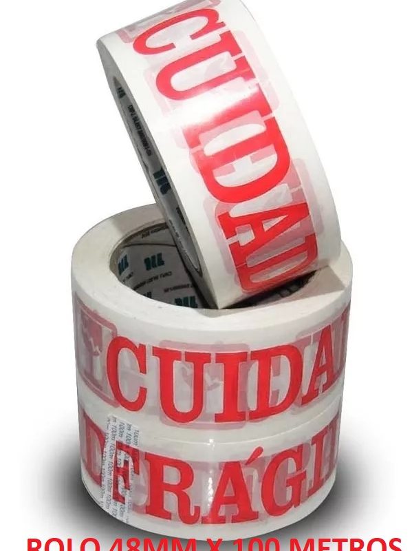 FITA EMBAL. CUIDADO FRAGIL BRANCA 48MMX100MT ref. 026825