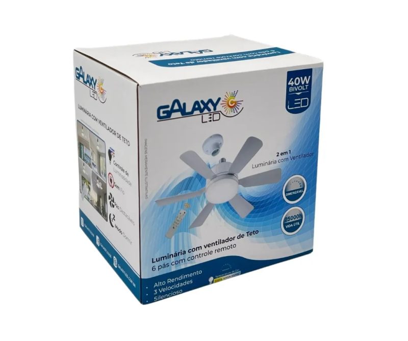LUMINARIA VENTILADOR TETO 40W 460MM C/ CONTROLE ref. 026853 - Imagem 2