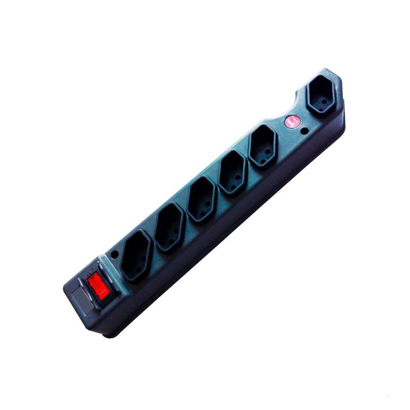 FILTRO  LINHA  6 TOMADAS 2P+T 10A BIV PVC PRETO ref. 12.0107