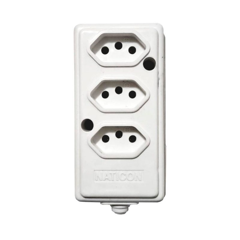 TOMADA BARRA  3-TRIPLA 2P+T 10A BRANCA 574 ref. 12.0353
