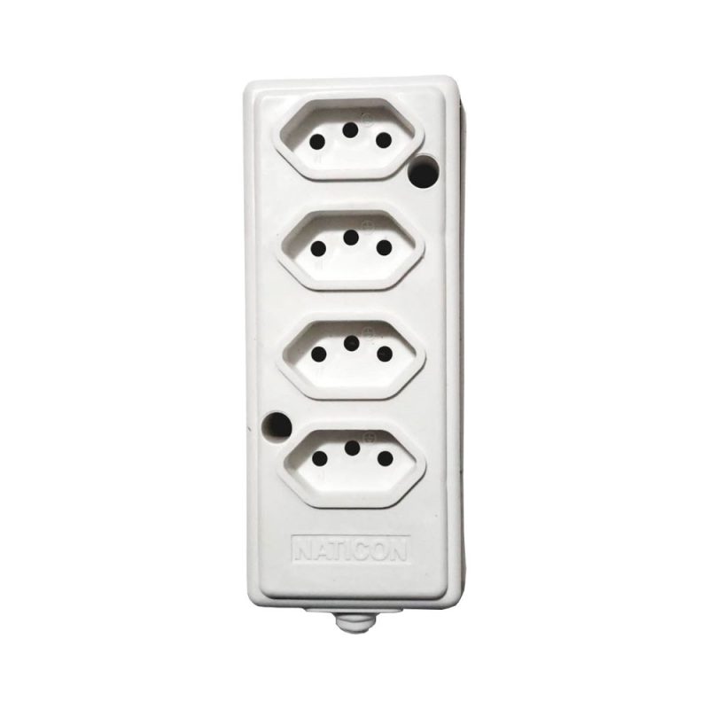 TOMADA BARRA  4-QUADRUPLA 2P+T 10A BRANCA 575 ref. 12.0792