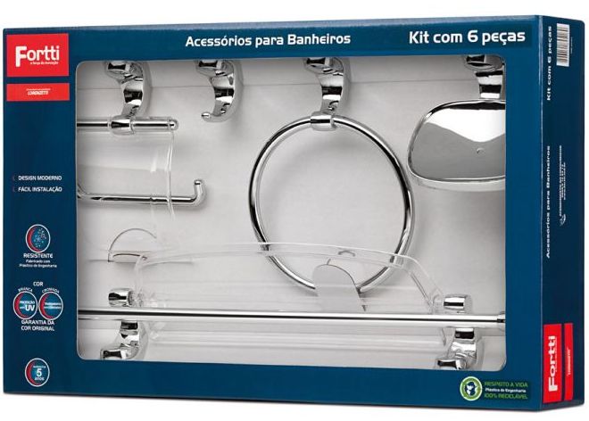 KIT BANHO FORTTI ATTIC 6 PC CROMADO ref. 13.0928