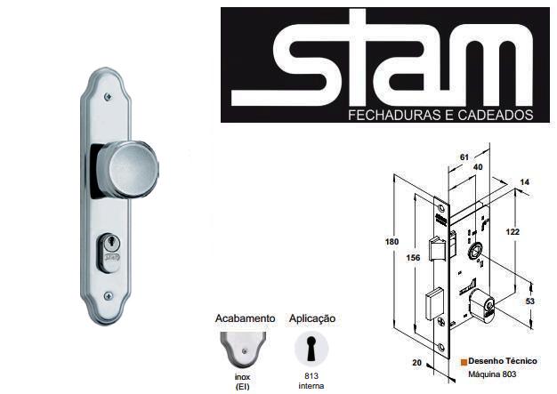 FECHADURA STAM  INT 813/02 INOX ref. 14.1984
