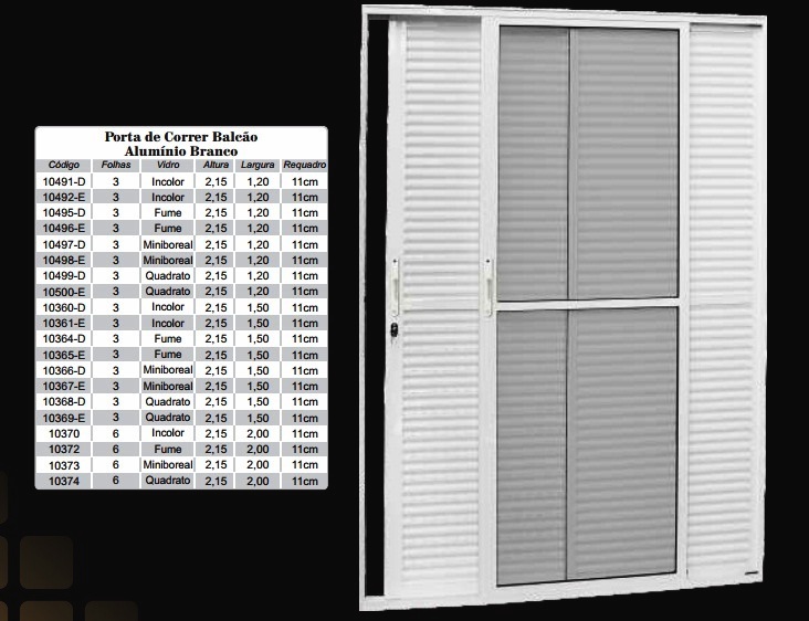 PORTA AL.BCO CORRER BALCAO 2F VDI 150-D ref. 10360
