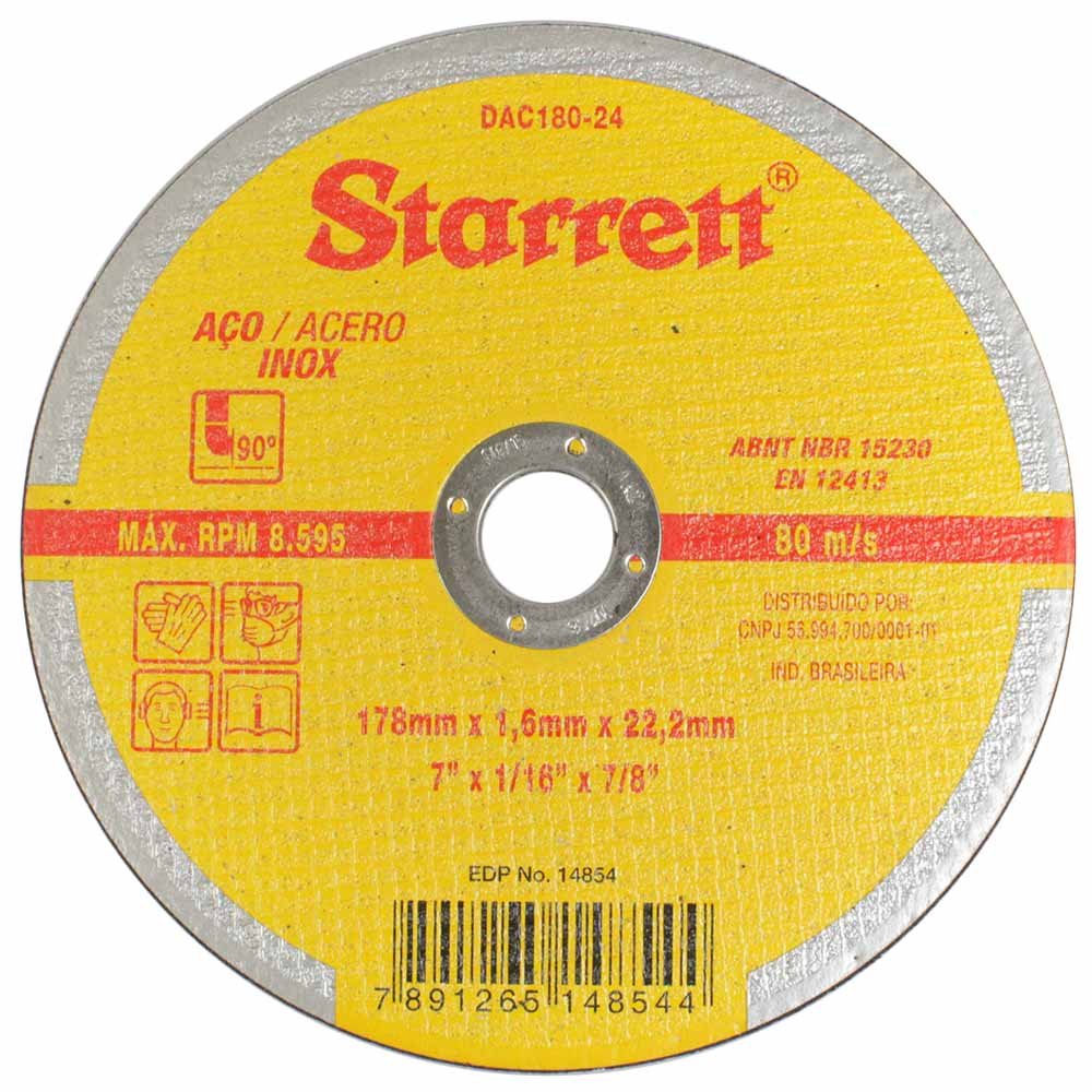DISCO CORTE INOX  07 X 1.6 X 7/8 STARRET ref. 022684