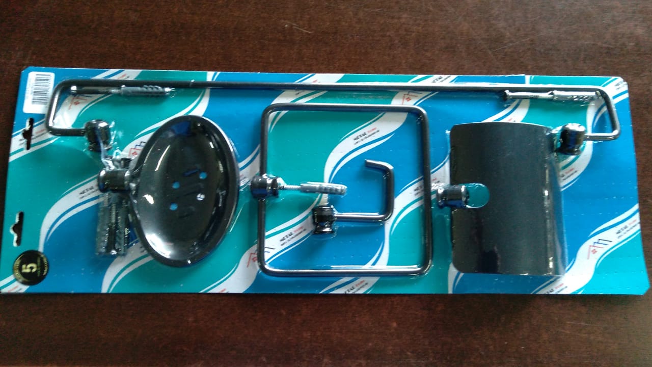 KIT BANHO INOX METAL HOME 5 PC 320 INOX PRETO ref. 024048