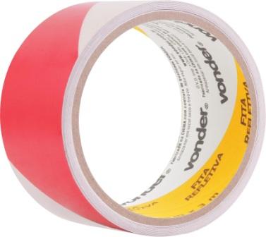 FITA DEM. REFLETIVA ADESIVA VERM./BRANCA 50MM X 3MT ref. 025361