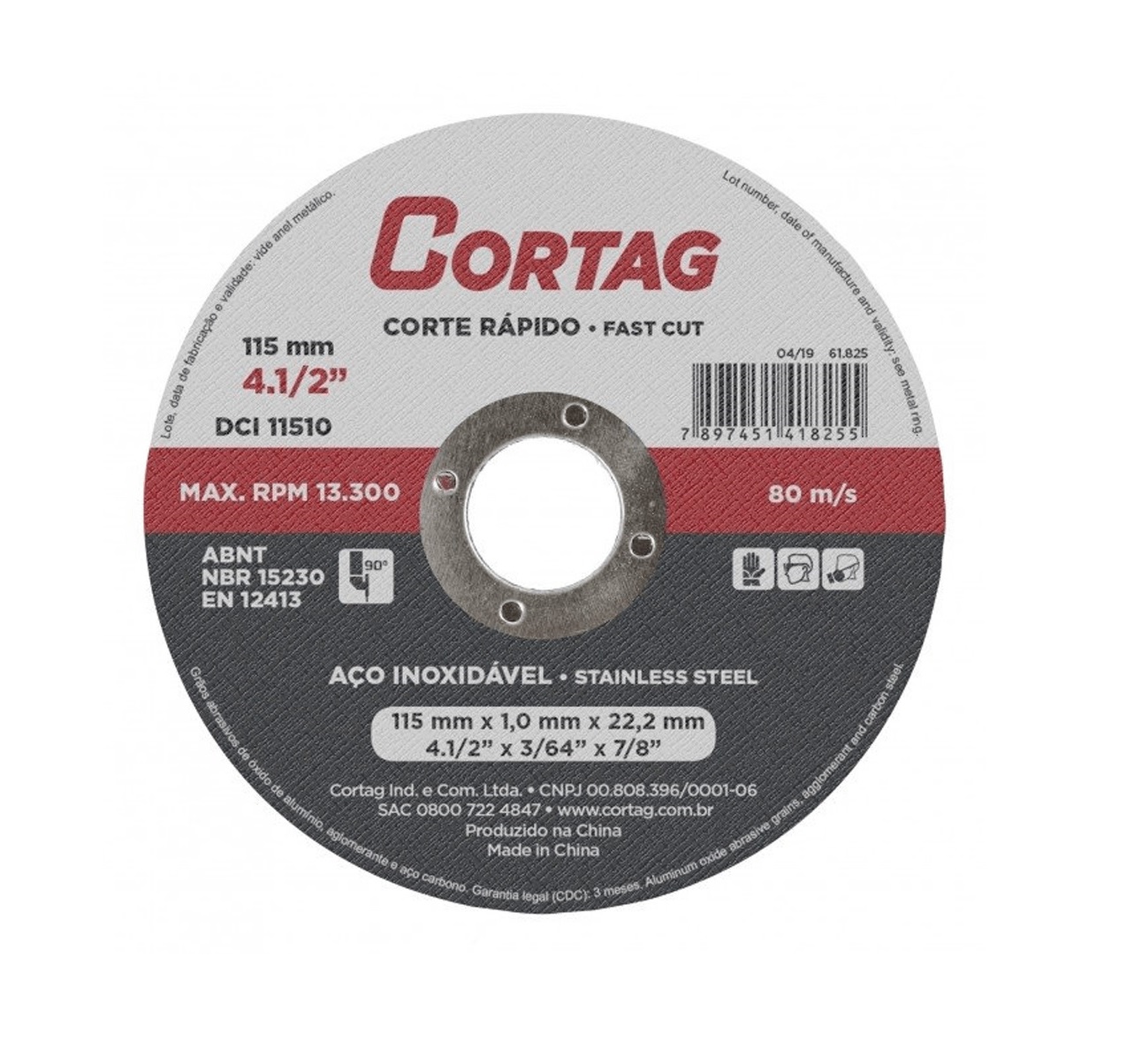 DISCO CORTE INOX   4.1/2X1.6X7/8 CORTAG ref. 025895
