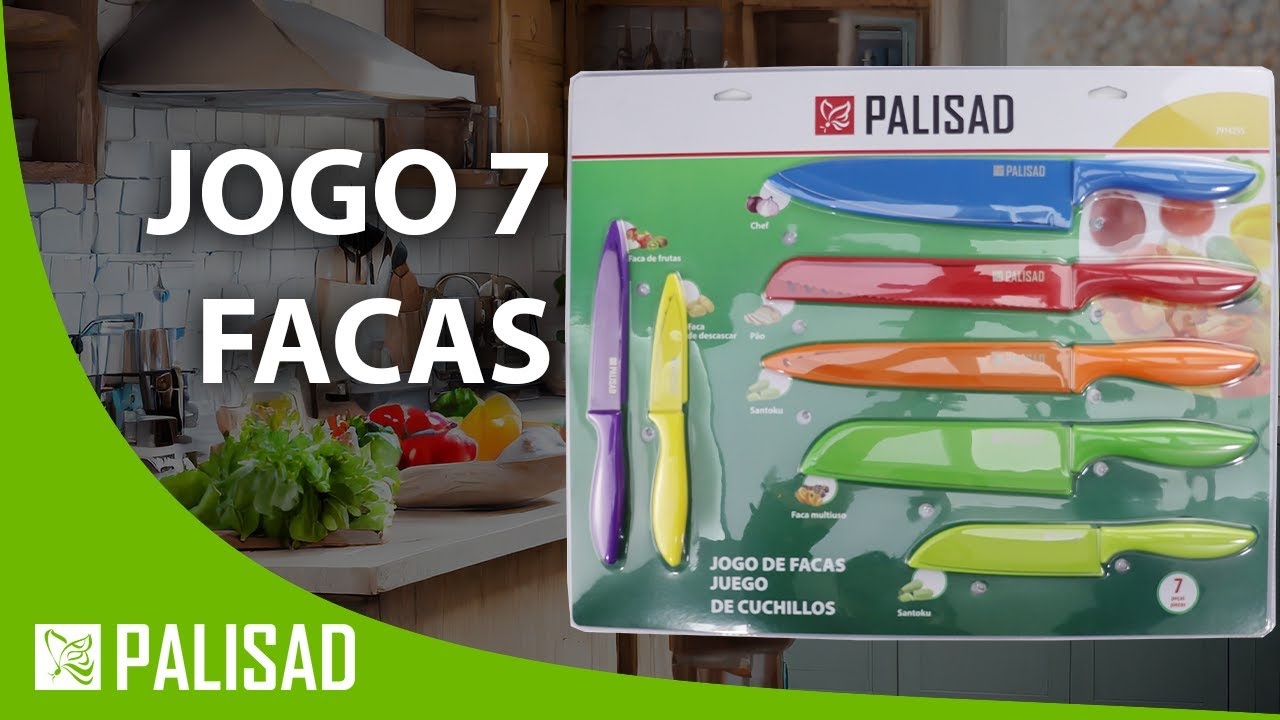 FACA COZINHA KIT COM 7 PC COLORIDA PALISAD ref. 026121