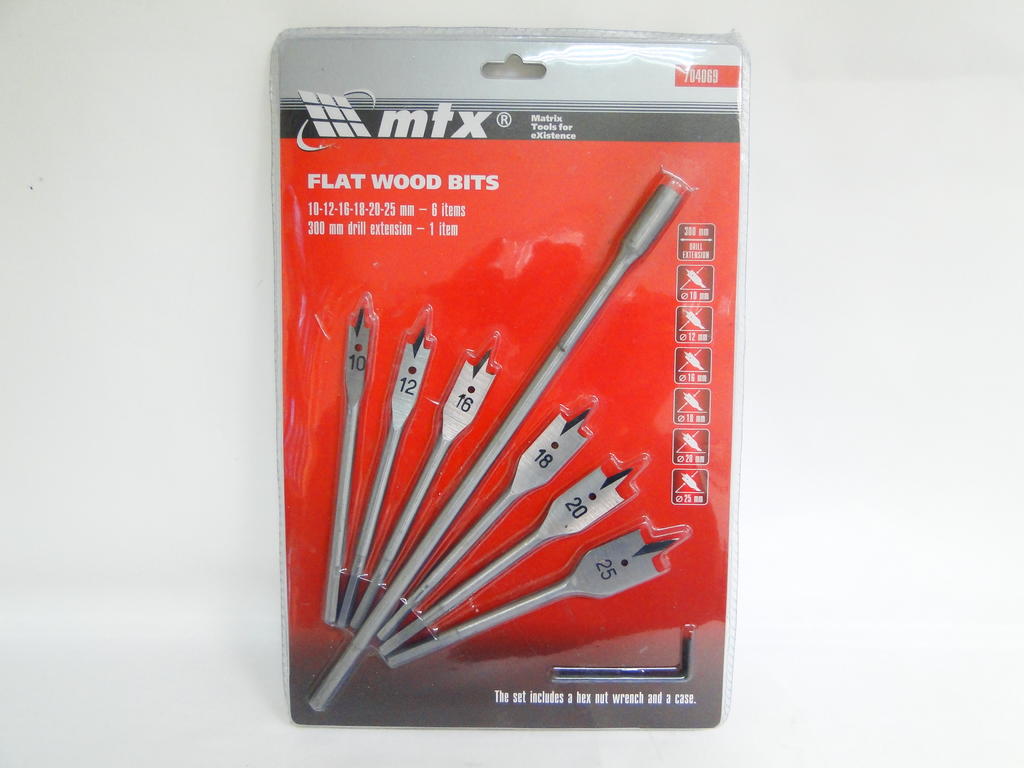 BROCA MADEIRA CHATA  KIT C/ 6UN 10-25MM C/ EXTENSOR ref. 026380