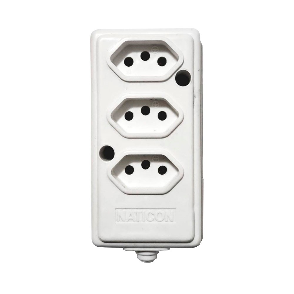 TOMADA BARRA  3-TRIPLA 2P+T 10A BRANCA 574 ref. 12.0353