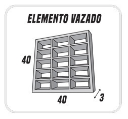 ELEMENTO CIMENTO VAZADO 40X44X08 ref. 61.0002