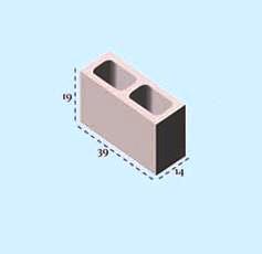 BLOCO CIMENTO  ESTRUTURAL 4.5MPA 14X19X39 ref. 61.0028