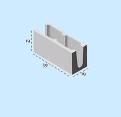 BLOCO CIMENTO  VEDACAO CANALETA 19X19X39 ref. 61.0023