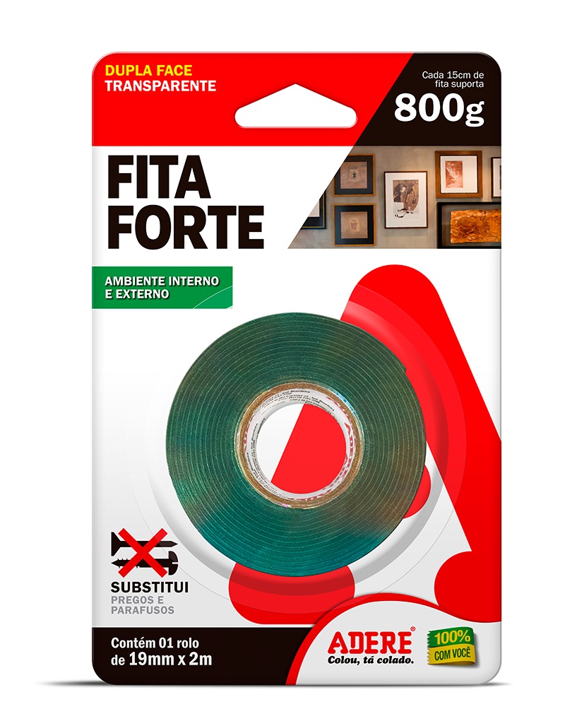 FITA DUPLA FACE  ADERE FORTE  19MM X    2MT LARGA ref. 020117