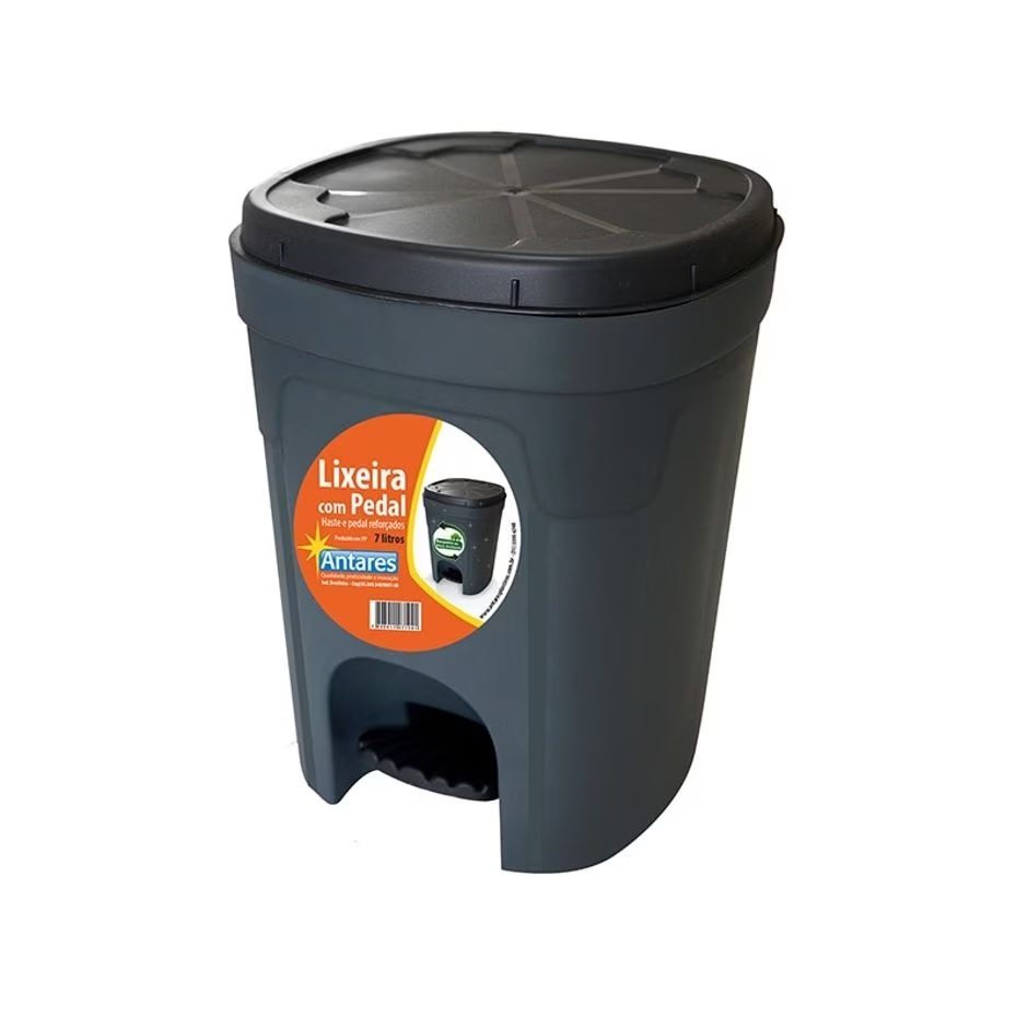 LIXEIRA PLASTICO   7 LITROS C/ PEDAL ANTARES ref. 025599
