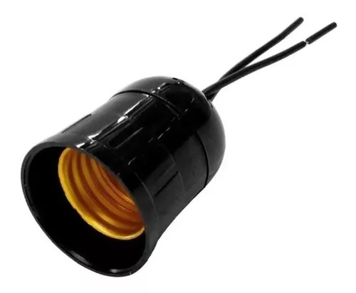 SOQUETE PLAST.E-27 L C/RABICHO ILUMI PRETO 16103 ref. 026395
