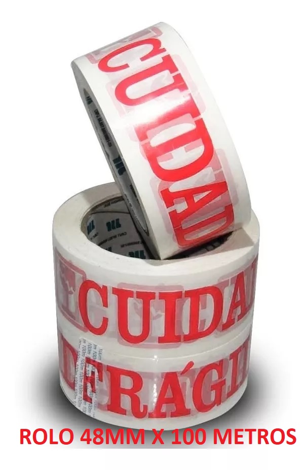 FITA EMBAL. CUIDADO FRAGIL BRANCA 48MMX100MT ref. 026825