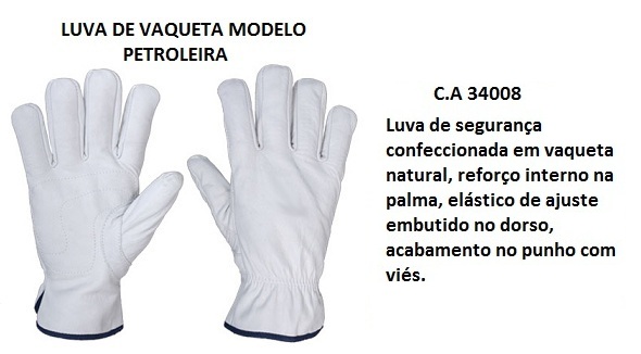 LUVA PROTECAO VAQUETA PETROLEIRA ref. 14.2148