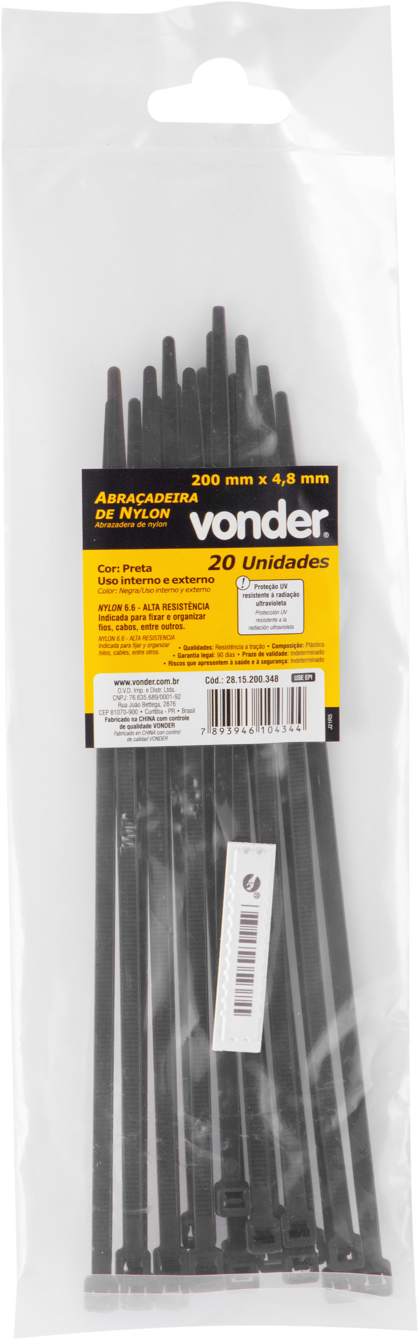 ABRAC. NYLON PTO  4,8MMX200 EMB.020PC ref. 025335 - Imagem 2