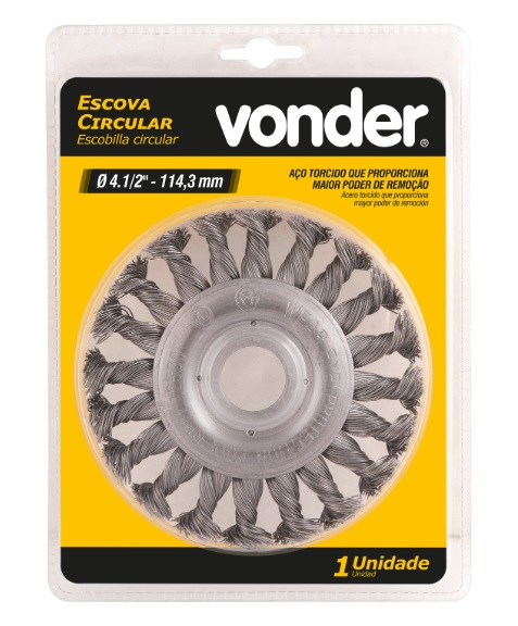 ESCOVA ACO CARBONO CIRCULAR 4.1/2 X 1/2 X 7/8 TORCIDA ref. 027069