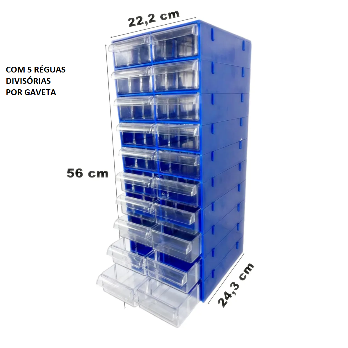 CAIXA ORG. GAVETEIRO PROF. MULTIUSO CG1020 AZUL C/ REGUA ref. 027113