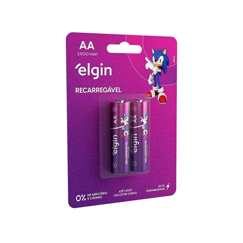 PILHA RECARREGAVEL PEQUENA AA C/ 2PC 2500MAH ref. 018692
