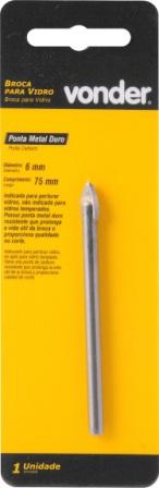 BROCA PARA PORCELANATO / VIDRO  6MM X 75MM C/ PONTA ref. 020463