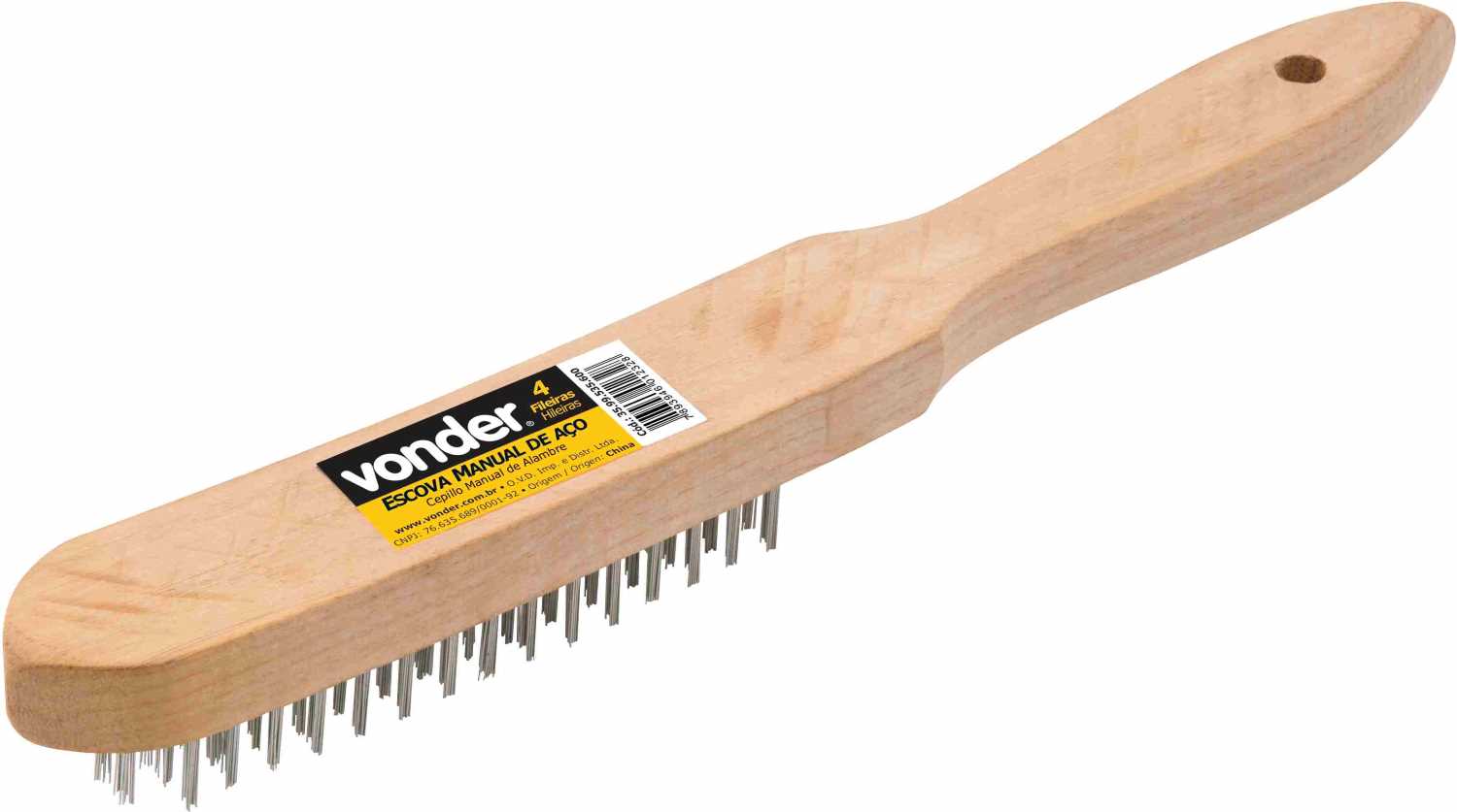 ESCOVA  ACO C/C MADEIRA 4 FILAS VONDER ref. 026204