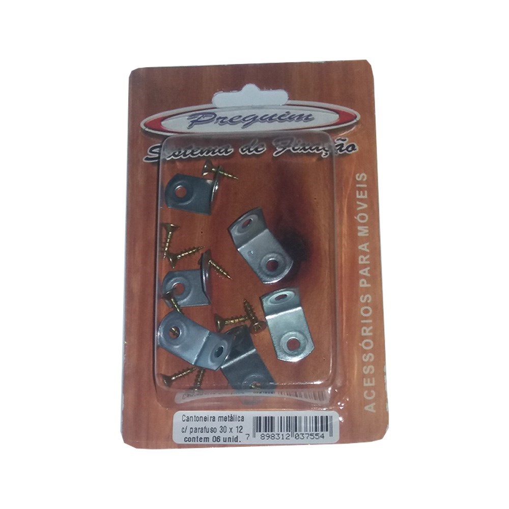 CANTONEIRA P/ MOVEIS METALICA C/ PARAF. C/ 06 UN 30X12 ref. 019460