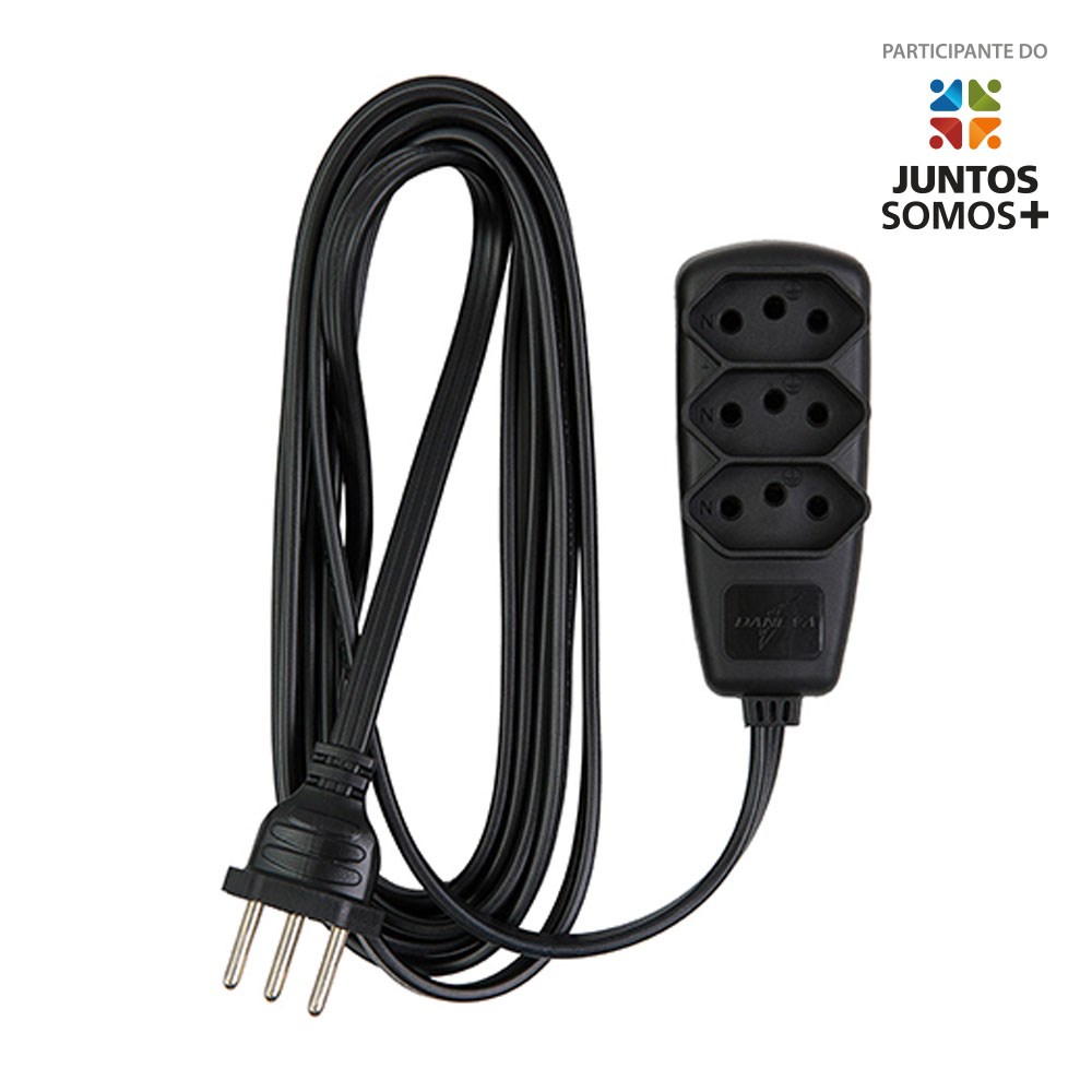 EXTENSAO ELETR. 10A DAN.NBR 2P+T 05 MTS PRETA ref. 021495
