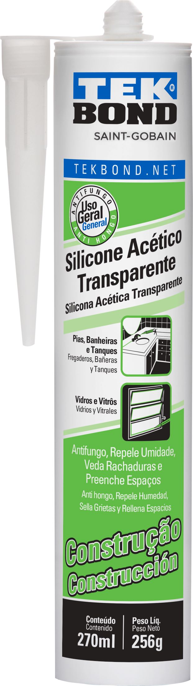 COLA SILICONE  TEKBOND CARTUCHO 256GR INCOLOR ref. 024125
