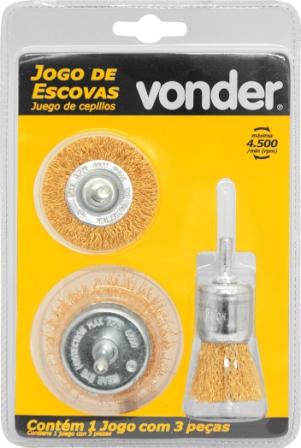 ESCOVA ACO CARBONO CIRCULAR JOGO C/ 3 PECAS HASTE 1/4 ref. 024809